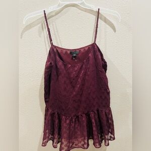 Metaphor Plum Lace Peplum Cami Top